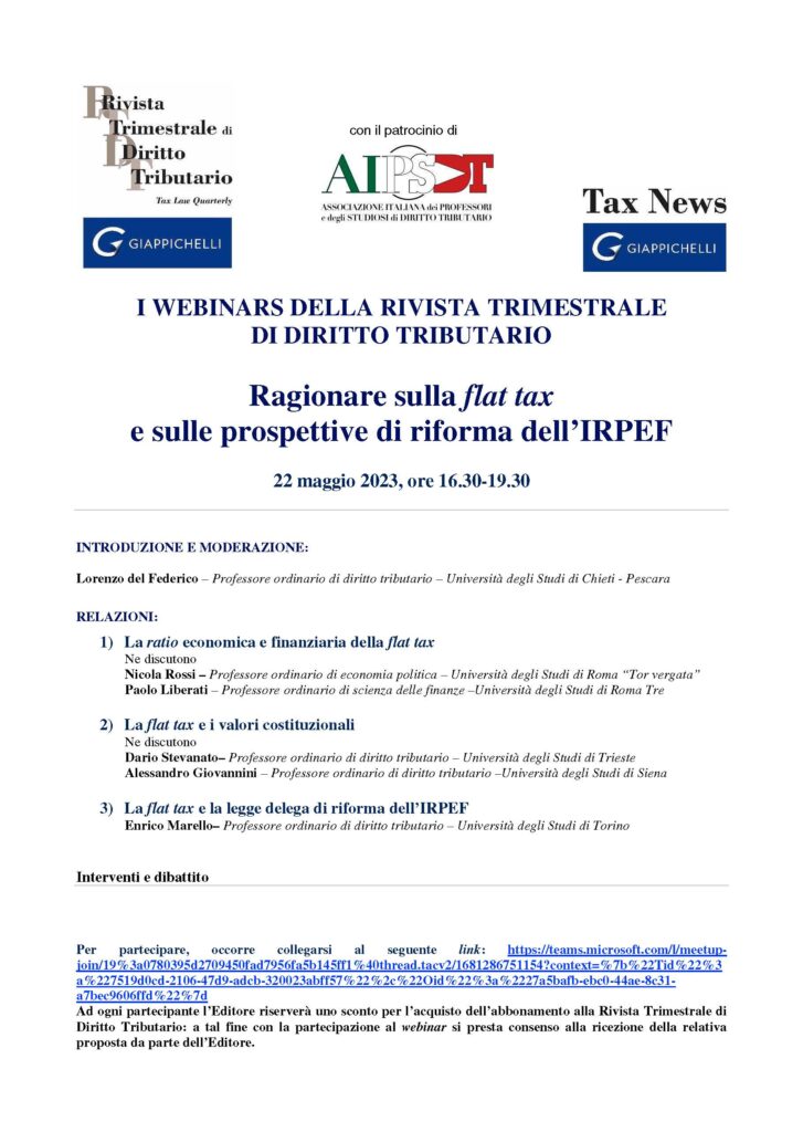 WEBINAR RTDT flat tax 22 maggio 2023