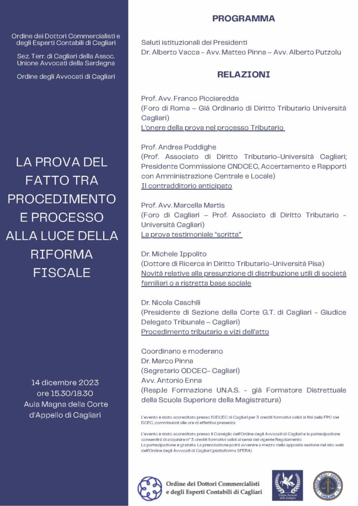 Locandina convegno Cagliari 14.12.2023